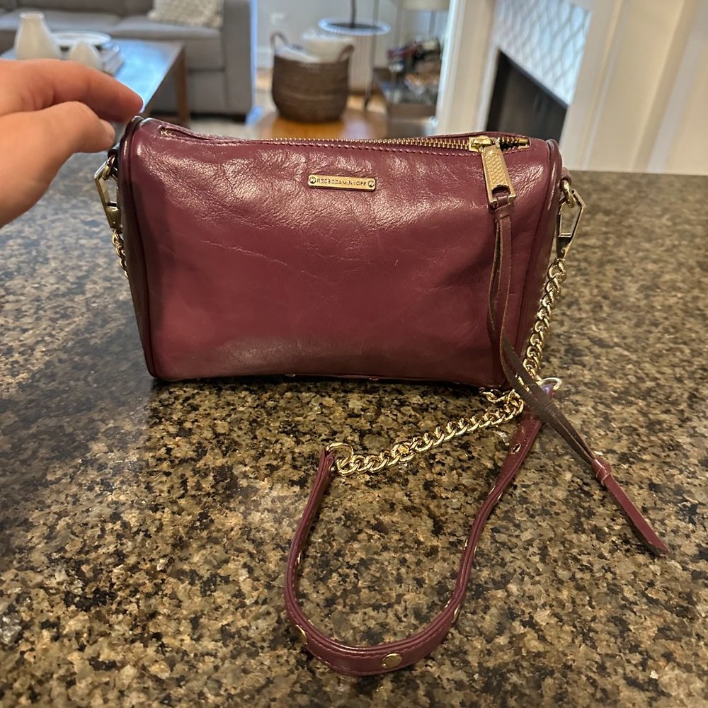 Rebecca Minkoff Burgundy Crossbody Bag with Gold Accents - Picture 2 of 5